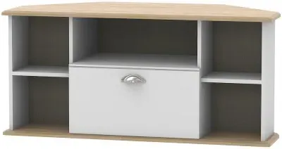Victoria Corner TV Unit - Grey, Riviera Oak