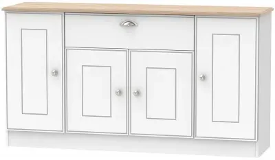 Victoria Wide Sideboard - White, Riviera Oak