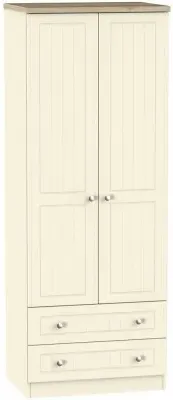 Vienna 2 Door 2 Drawer Tall Wardrobe - Cream image