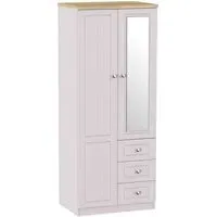 Vienna 2-Door Combi Wardrobe with Mirror - Cashmere, MDF