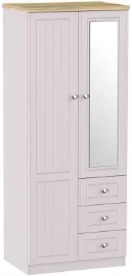 Vienna 2-Door Combi Wardrobe with Mirror - Cashmere, MDF image