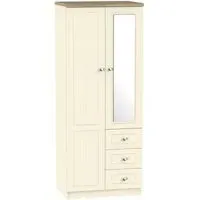 Vienna 2 Door Combi Wardrobe with Mirror - Cream Ash