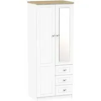 Vienna 2-Door Combi Wardrobe with Mirror - Porcelain, MDF