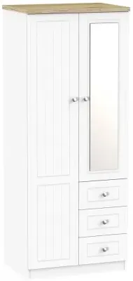 Vienna 2-Door Combi Wardrobe with Mirror - Porcelain, MDF