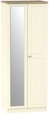 Vienna 2 Door Tall Wardrobe with Mirror - Cream