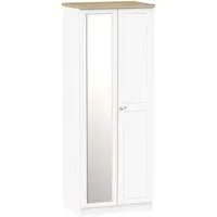 Vienna 2 Door Tall Wardrobe with Mirror - Porcelain