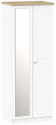 Vienna 2 Door Tall Wardrobe with Mirror - Porcelain