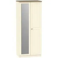 Vienna 2 Door Wardrobe with Mirror - Cream, Ash