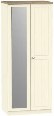 Vienna 2 Door Wardrobe with Mirror - Cream, Ash