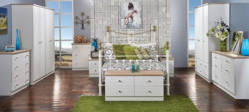 Vienna 2 Drawer Bedside Cabinet - Porcelain