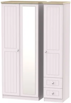 Vienna 3 Door Combi Wardrobe with Mirror and 2 Drawers - Cashmere