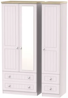 Vienna 3 Door Combi Wardrobe with Mirror - Cashmere image
