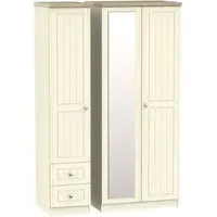 Vienna 3-Door Combi Wardrobe with Mirror - Cream Ash