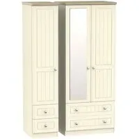 Vienna 3-Door Combi Wardrobe with Mirror - Cream Ash