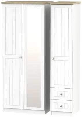 Vienna 3 Door Combi Wardrobe with Mirror - Porcelain