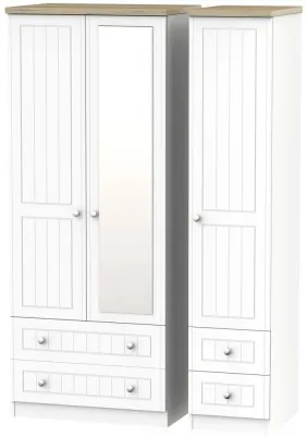 Vienna 3 Door Combi Wardrobe with Mirror - Porcelain