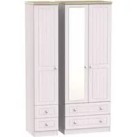 Vienna 3 Door Tall Combi Wardrobe with Mirror - Cashmere