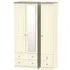 Vienna 3-Door Tall Combi Wardrobe with Mirror - Cream Ash