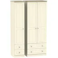 Vienna 3 Door Tall Wardrobe with 4 Drawers - Cream