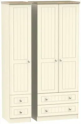 Vienna 3 Door Tall Wardrobe with 4 Drawers - Cream