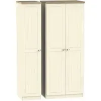 Vienna 3 Door Triple Wardrobe - Cream, Ash