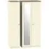 Vienna 3 Door Triple Wardrobe with Mirror - Cream Ash