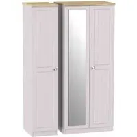 Vienna 3 Door Triple Wardrobe with Mirror - Kaschmir Ash
