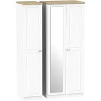 Vienna 3 Door Triple Wardrobe with Mirror - Porcelain