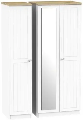 Vienna 3 Door Triple Wardrobe with Mirror - Porcelain