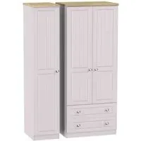 Vienna 3-Door Triple Wardrobe with Storage - Kaschmir Ash