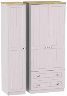 Vienna 3-Door Triple Wardrobe with Storage - Kaschmir Ash