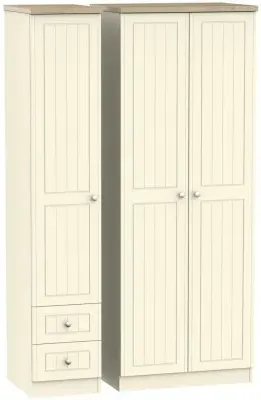 Vienna 3-Door Wardrobe with 2 Drawers - Cream