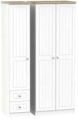 Vienna 3-Door Wardrobe with 2 Drawers - Porcelain