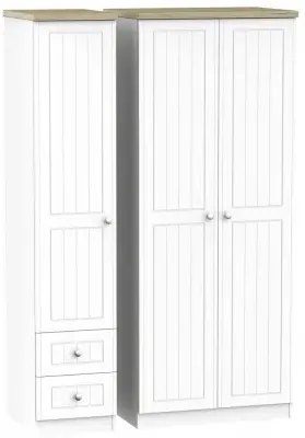 Vienna 3-Door Wardrobe with Drawers - Porcelain