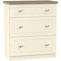 Vienna 3 Drawer Deep Chest - Cream