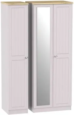 Vienna Tall 3 Door Triple Wardrobe with Mirror - Kaschmir Ash