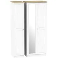 Vienna Tall 3 Door Triple Wardrobe with Mirror - Porcelain