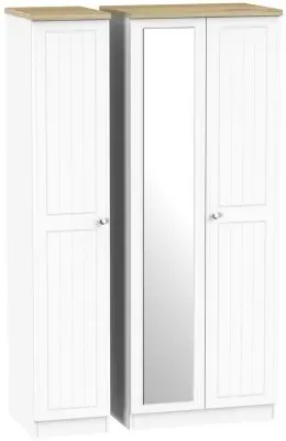 Vienna Tall 3 Door Triple Wardrobe with Mirror - Porcelain