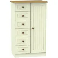 Warwick 1 Door Midi Wardrobe - Cream, Oak