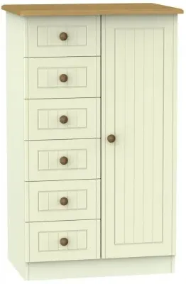 Warwick 1 Door Midi Wardrobe - Cream, Oak