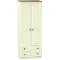 Warwick 2 Door 2 Drawer Tall Wardrobe - Cream, Oak