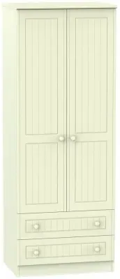 Warwick 2 Door 2 Drawer Tall Wardrobe - Cream image