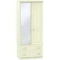 Warwick 2 Door Combi Wardrobe with Mirror - Cream