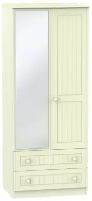 Warwick 2 Door Combi Wardrobe with Mirror - Cream image