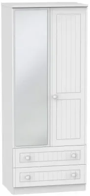 Warwick 2 Door Combi Wardrobe with Mirror - White