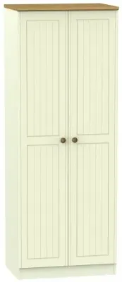 Warwick 2 Door Tall Wardrobe - Cream, Oak