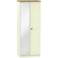 Warwick 2 Door Tall Wardrobe with Mirror - Cream, Oak