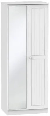 Warwick 2 Door Tall Wardrobe with Mirror - White