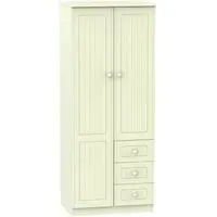Warwick 2 Door Wardrobe with 3 Drawers - Cream