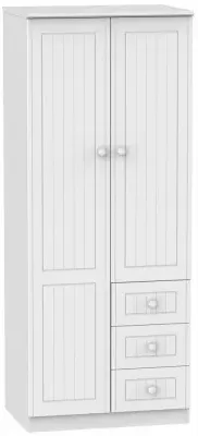 Warwick 2 Door Wardrobe with 3 Drawers - White